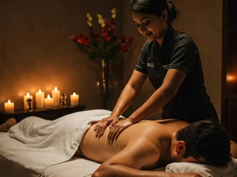 Body massage in Hyderabad at Nuru Nest’s serene spa setting.